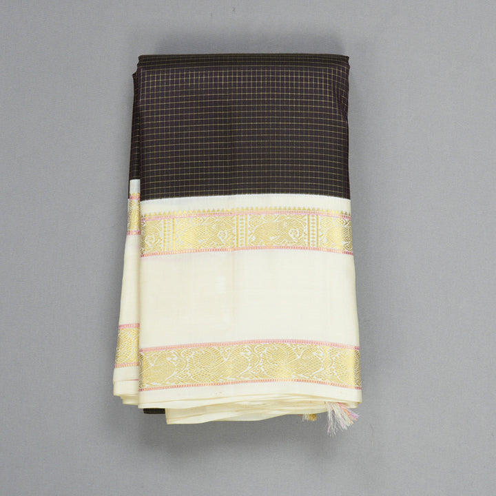 Hayagrivas Handloom Nagapazham Kanjivaram Silk Saree with Ivory Border KBF605G3-4