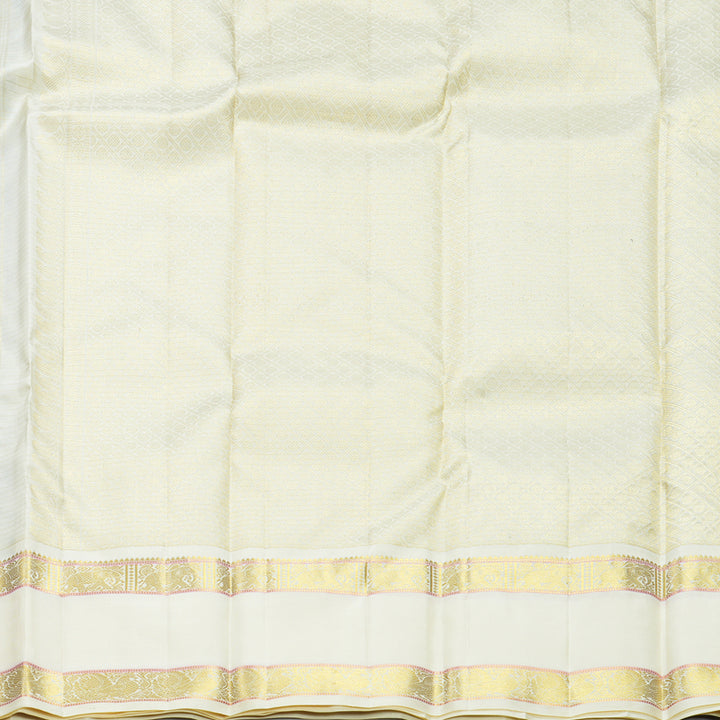 Hayagrivas Handloom Nagapazham Kanjivaram Silk Saree with Ivory Border KBF605G3-4