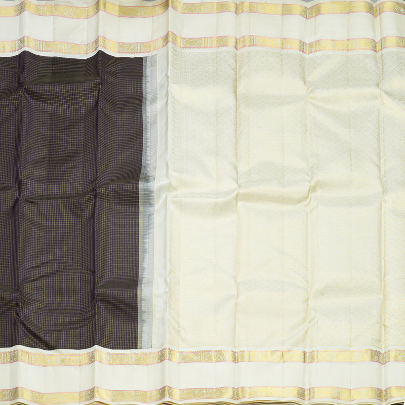 Hayagrivas Handloom Nagapazham Kanjivaram Silk Saree with Ivory Border KBF605G3-4