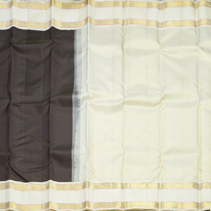 Hayagrivas Handloom Nagapazham Kanjivaram Silk Saree with Ivory Border KBF605G3-4