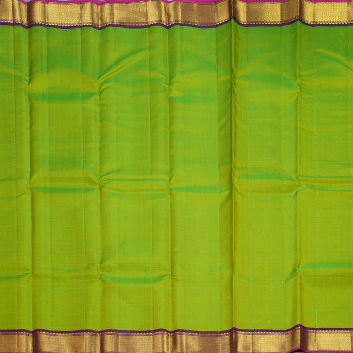 Hayagrivas Handloom Fluorescent Green Kanjivaram Silk Saree with Purple Border KBF605G4-1