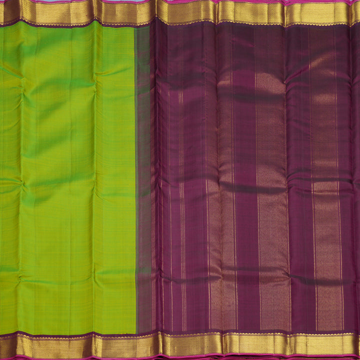 Hayagrivas Handloom Fluorescent Green Kanjivaram Silk Saree with Purple Border KBF605G4-1