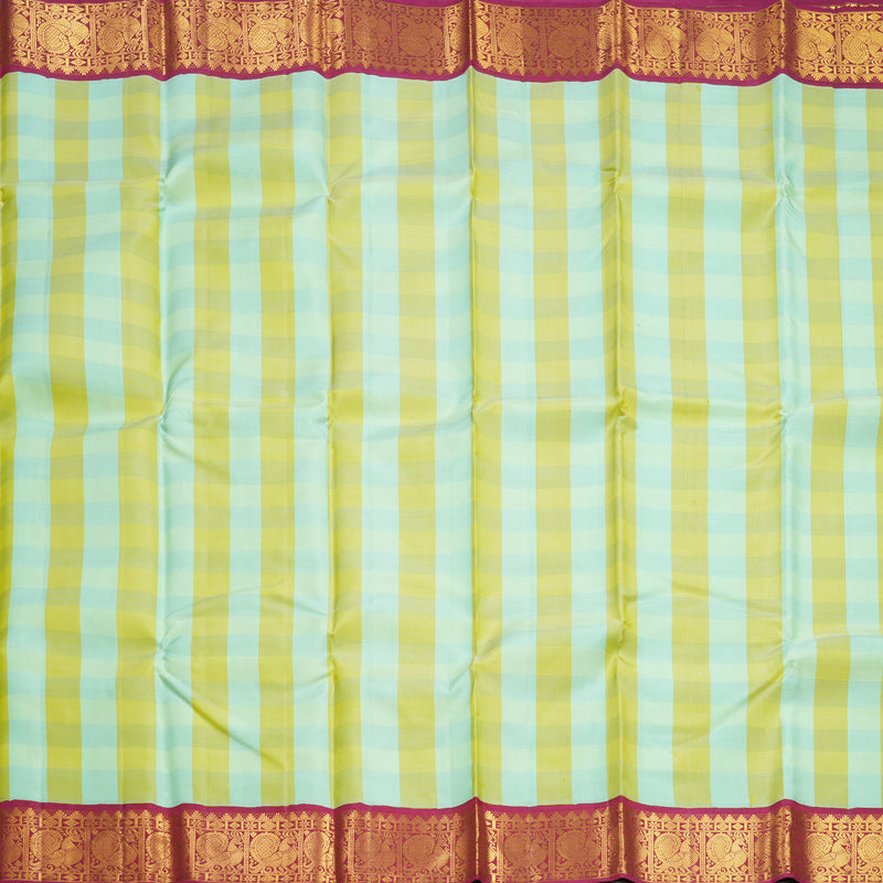 Hayagrivas Handloom Multicolour Checks Kanjivaram Silk Saree with Pink Border KBF605G4-2