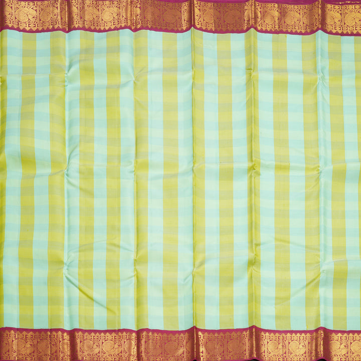 Hayagrivas Handloom Multicolour Checks Kanjivaram Silk Saree with Pink Border KBF605G4-2