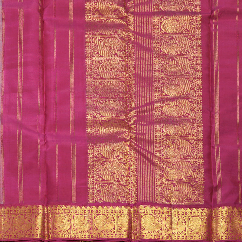 Hayagrivas Handloom Multicolour Checks Kanjivaram Silk Saree with Pink Border KBF605G4-2
