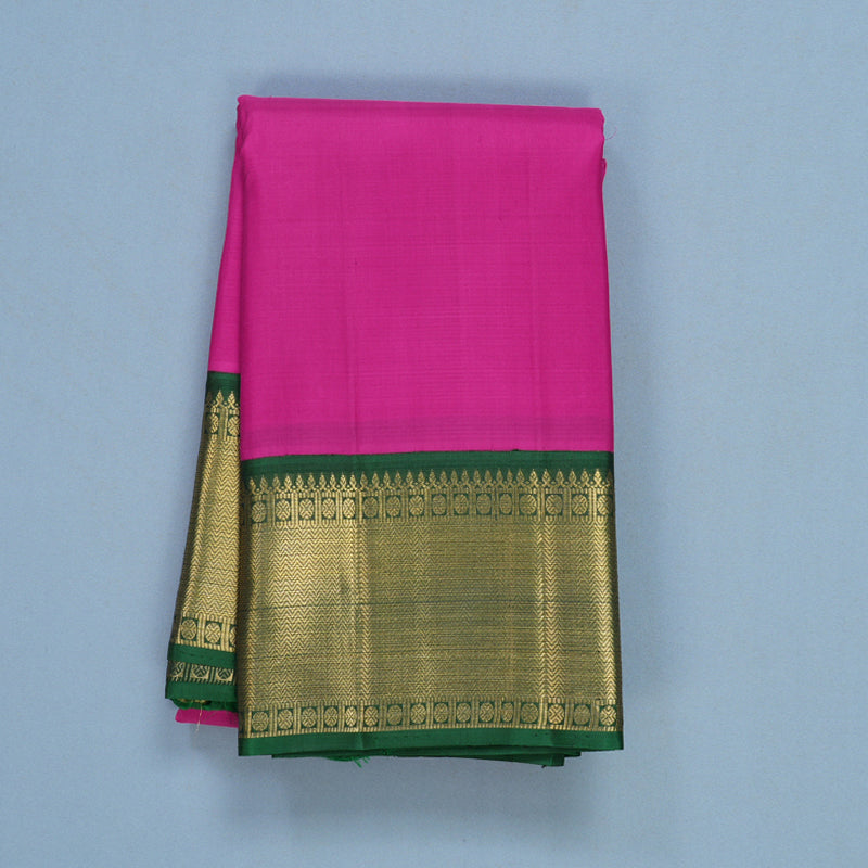 Hayagrivas Handloom Magenta-Pink Kanjivaram Silk Saree with Bottle Green Border KBF605G4-3