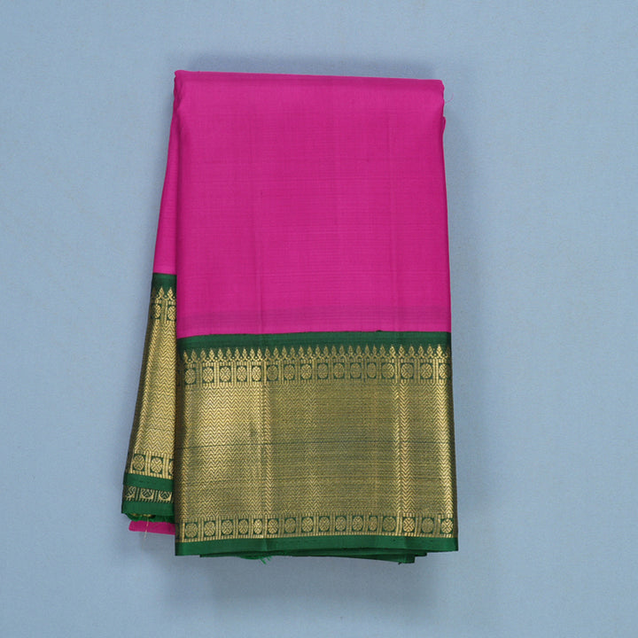 Hayagrivas Handloom Magenta-Pink Kanjivaram Silk Saree with Bottle Green Border KBF605G4-3