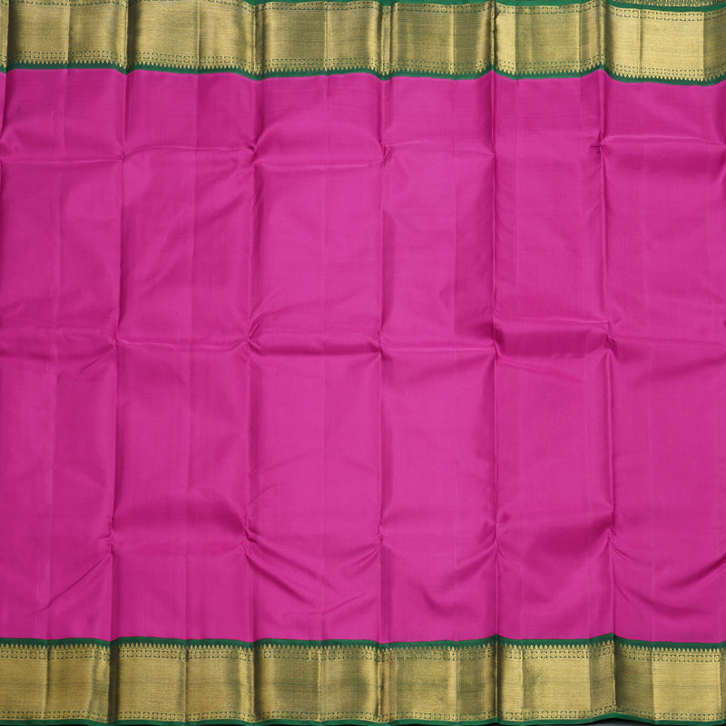 Hayagrivas Handloom Magenta-Pink Kanjivaram Silk Saree with Bottle Green Border KBF605G4-3