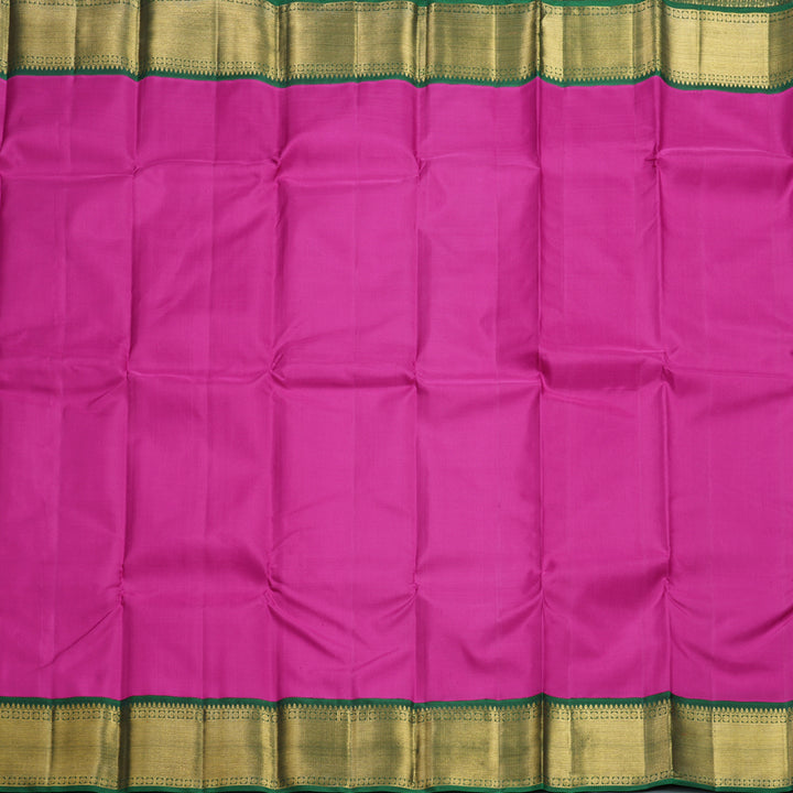 Hayagrivas Handloom Magenta-Pink Kanjivaram Silk Saree with Bottle Green Border KBF605G4-3