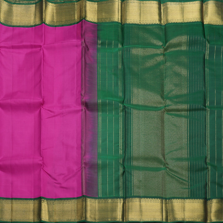 Hayagrivas Handloom Magenta-Pink Kanjivaram Silk Saree with Bottle Green Border KBF605G4-3