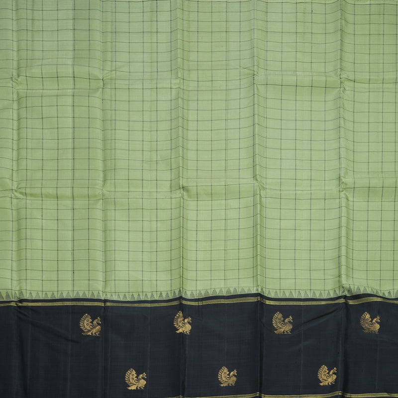 Hayagrivas Handloom Pista Green Kanjivaram Silk Saree with Black Border KBF605G6-1