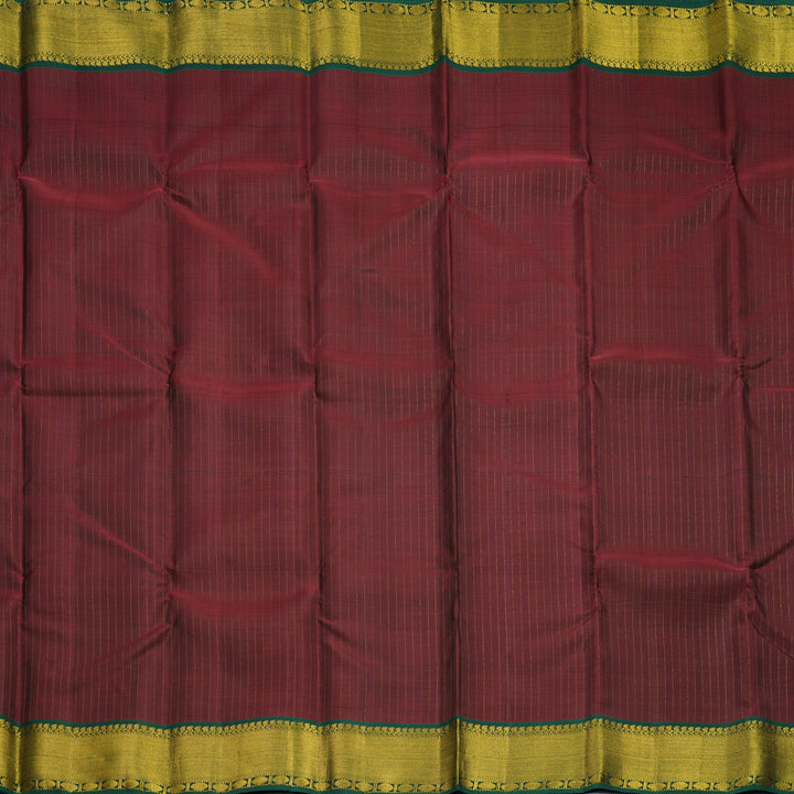 Hayagrivas Handloom Dark Maroon Kanjivaram Silk Saree with Bottle Green Border KBF605G7-1