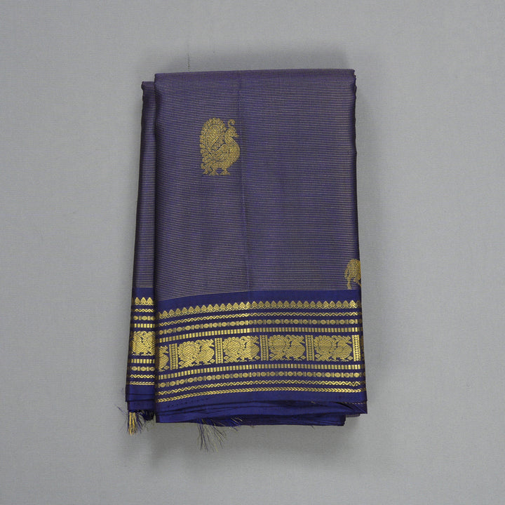Hayagrivas Handloom Dark Blue Kanjivaram Silk Saree KBF605G8-1