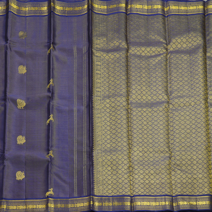Hayagrivas Handloom Dark Blue Kanjivaram Silk Saree KBF605G8-1
