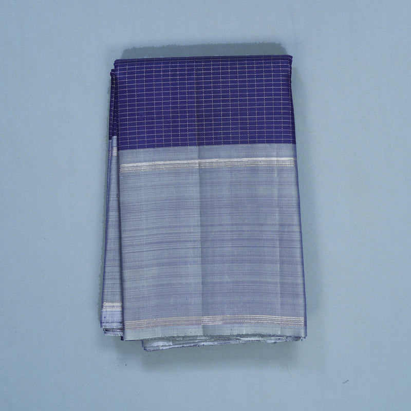 Hayagrivas Handloom Dark Blue Kanjivaram Silk Saree with Bluish-Grey Border KBF606G1-1