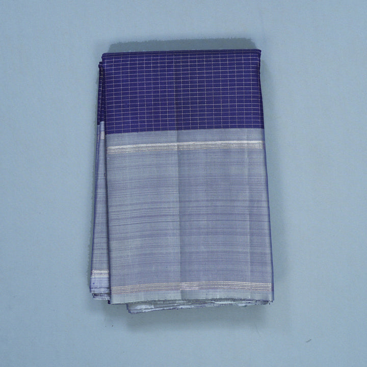 Hayagrivas Handloom Dark Blue Kanjivaram Silk Saree with Bluish-Grey Border KBF606G1-1