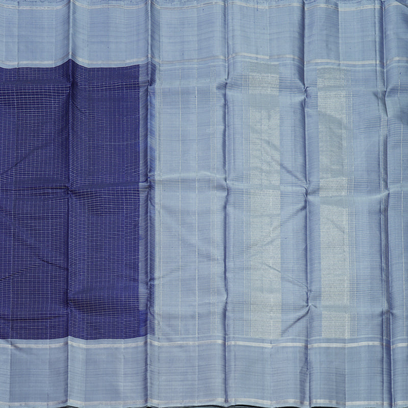 Hayagrivas Handloom Dark Blue Kanjivaram Silk Saree with Bluish-Grey Border KBF606G1-1