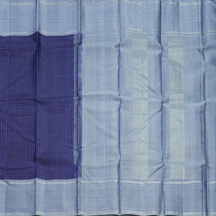 Hayagrivas Handloom Dark Blue Kanjivaram Silk Saree with Bluish-Grey Border KBF606G1-1