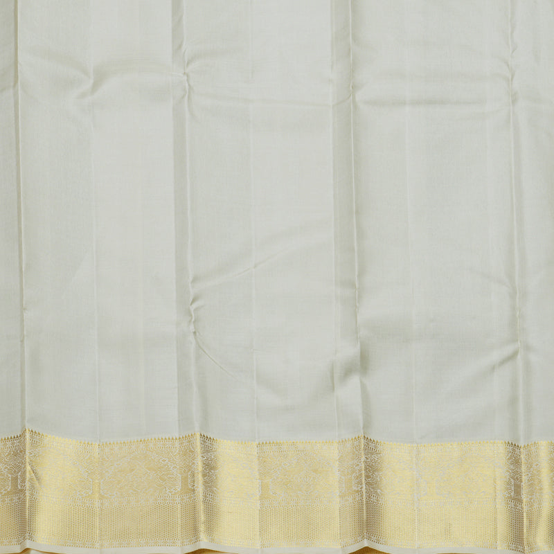 Hayagrivas Handloom Bottle Green Kanjivaram Silk Saree with Half-White Border KBF606G5-1