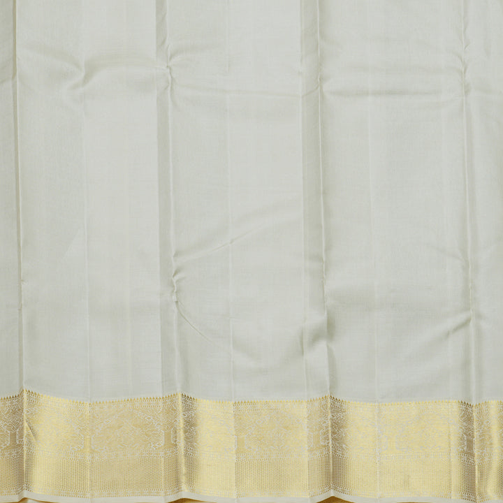Hayagrivas Handloom Bottle Green Kanjivaram Silk Saree with Half-White Border KBF606G5-1