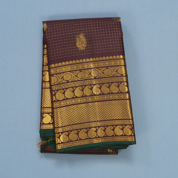 Hayagrivas Handloom Deep Plum Purple Kanjivaram Silk Saree KBF606G6-1
