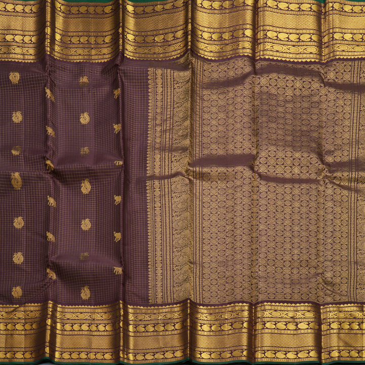 Hayagrivas Handloom Deep Plum Purple Kanjivaram Silk Saree KBF606G6-1