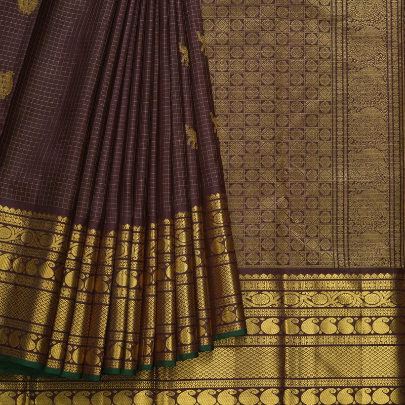 Hayagrivas Handloom Deep Plum Purple Kanjivaram Silk Saree KBF606G6-1
