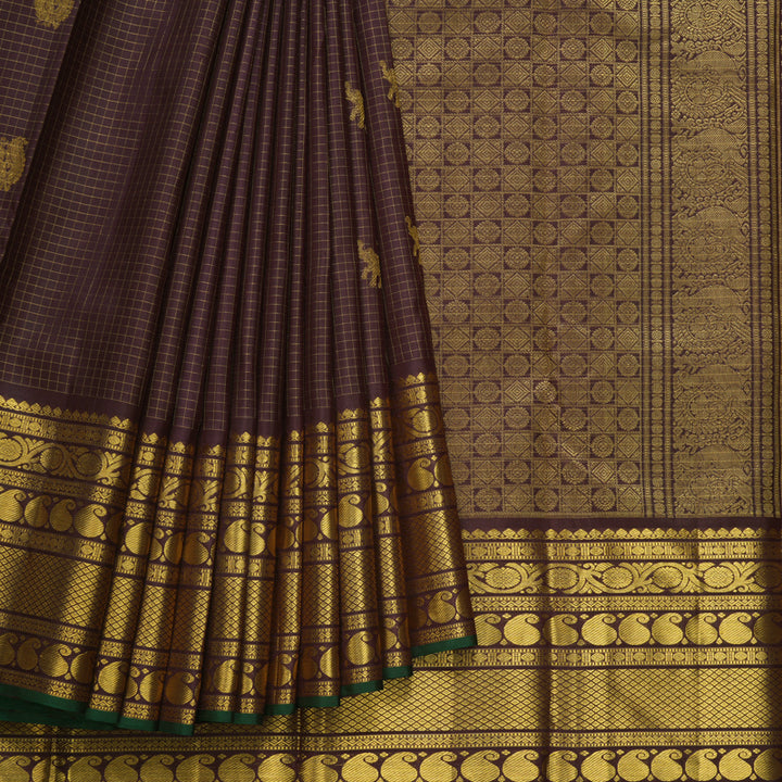 Hayagrivas Handloom Deep Plum Purple Kanjivaram Silk Saree KBF606G6-1