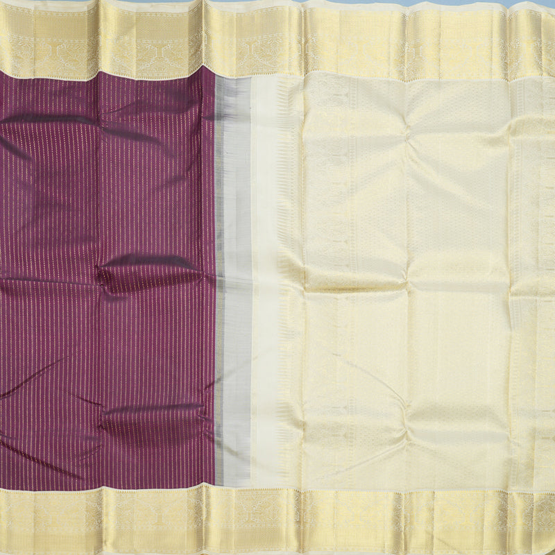 Hayagrivas Handloom Purple Kanjivaram Silk Saree with Half-White Border KBF606G7-1