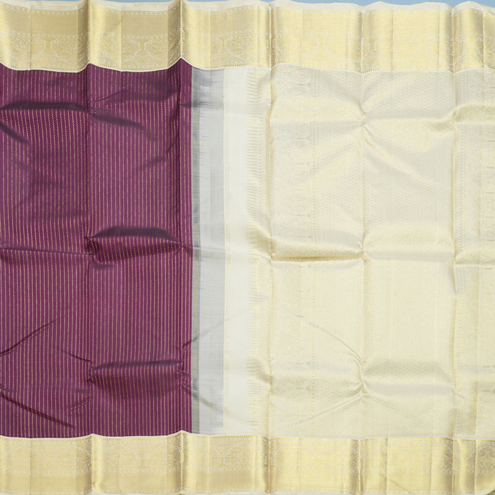 Hayagrivas Handloom Purple Kanjivaram Silk Saree with Half-White Border KBF606G7-1