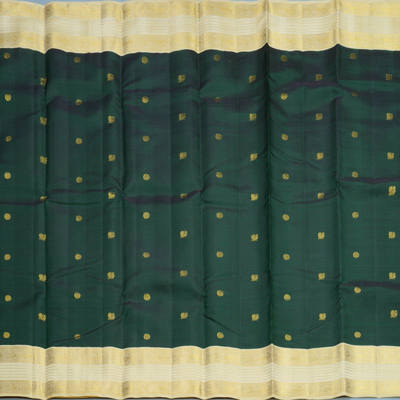 Hayagrivas Handloom Bottle Green Kanjivaram Silk Saree with Sandal Border KBF606G7-2
