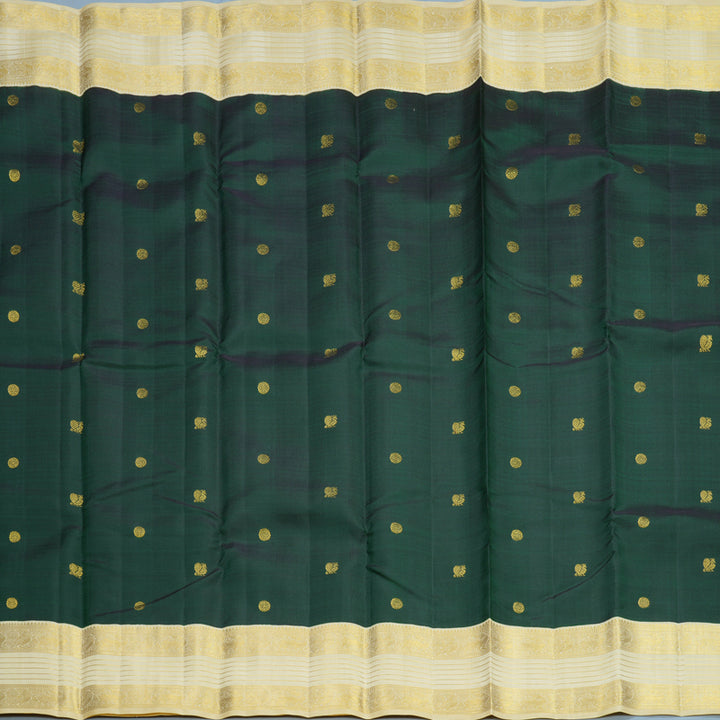 Hayagrivas Handloom Bottle Green Kanjivaram Silk Saree with Sandal Border KBF606G7-2