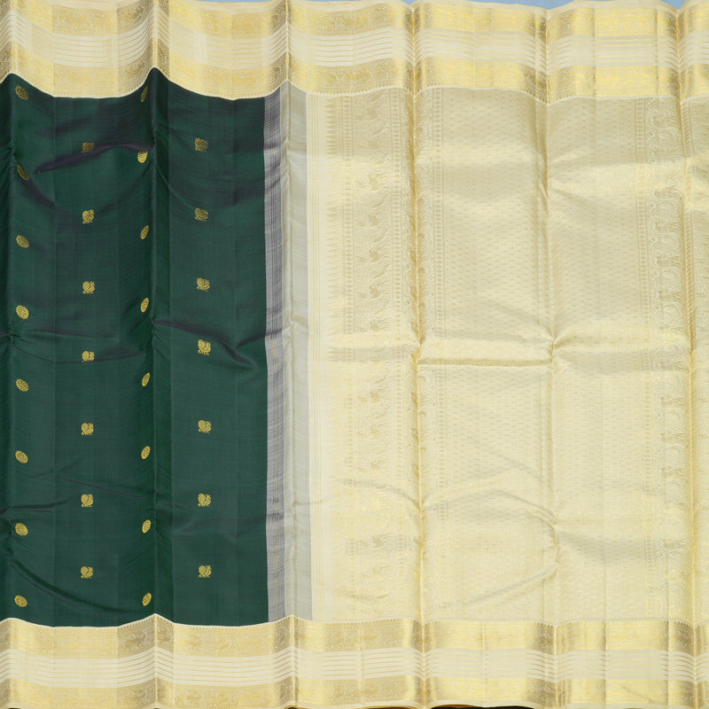 Hayagrivas Handloom Bottle Green Kanjivaram Silk Saree with Sandal Border KBF606G7-2