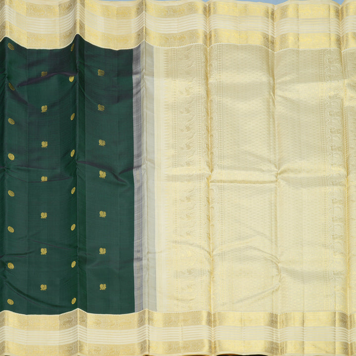 Hayagrivas Handloom Bottle Green Kanjivaram Silk Saree with Sandal Border KBF606G7-2