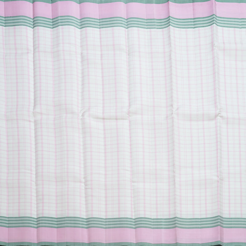 Hayagrivas Handloom Half-White Kanjivaram Silk Saree with Baby Pink Border KBF607G1-2