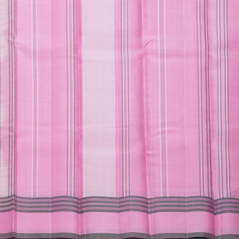 Hayagrivas Handloom Half-White Kanjivaram Silk Saree with Baby Pink Border KBF607G1-2