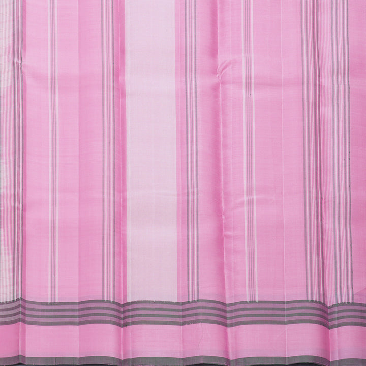Hayagrivas Handloom Half-White Kanjivaram Silk Saree with Baby Pink Border KBF607G1-2
