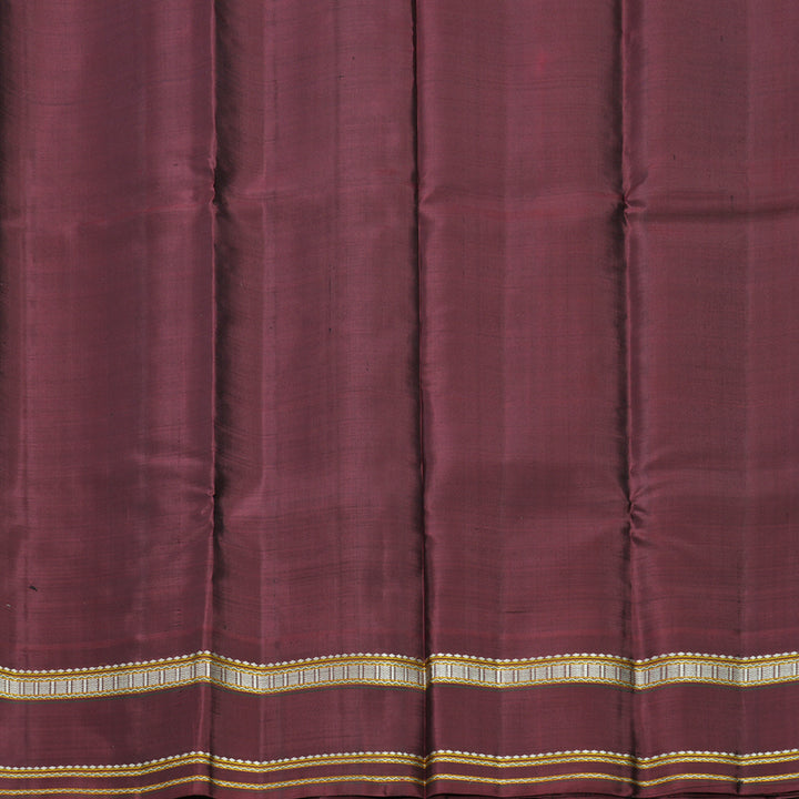 Hayagrivas Handloom Black Kanjivaram Silk Saree with Wine Maroon Border KBF607G3-1