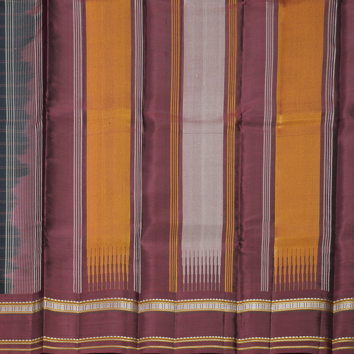 Hayagrivas Handloom Black Kanjivaram Silk Saree with Wine Maroon Border KBF607G3-1