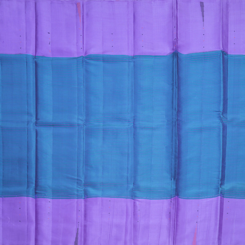 Hayagrivas Handloom Bluish-Grey Kanjivaram Silk Saree with Lavender Border KBF607G5-1