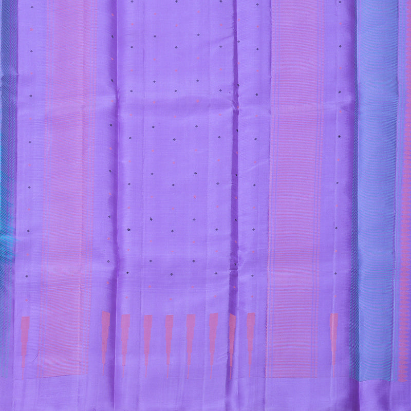 Hayagrivas Handloom Bluish-Grey Kanjivaram Silk Saree with Lavender Border KBF607G5-1