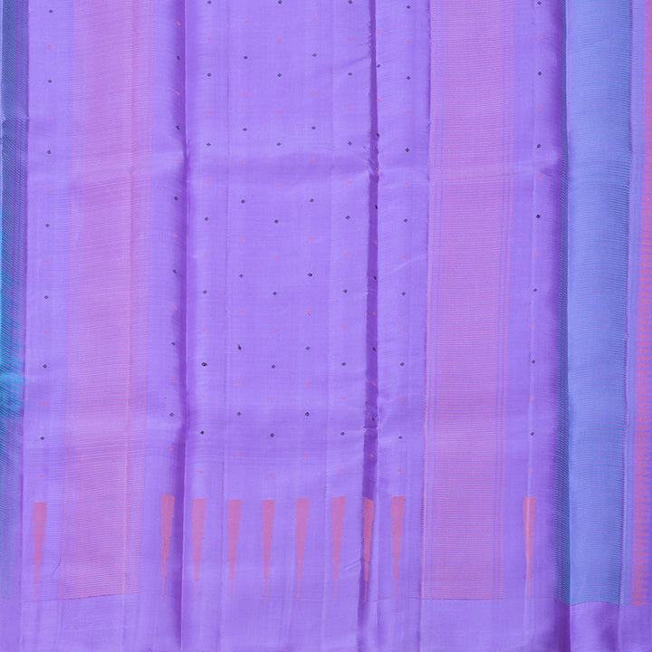 Hayagrivas Handloom Bluish-Grey Kanjivaram Silk Saree with Lavender Border KBF607G5-1