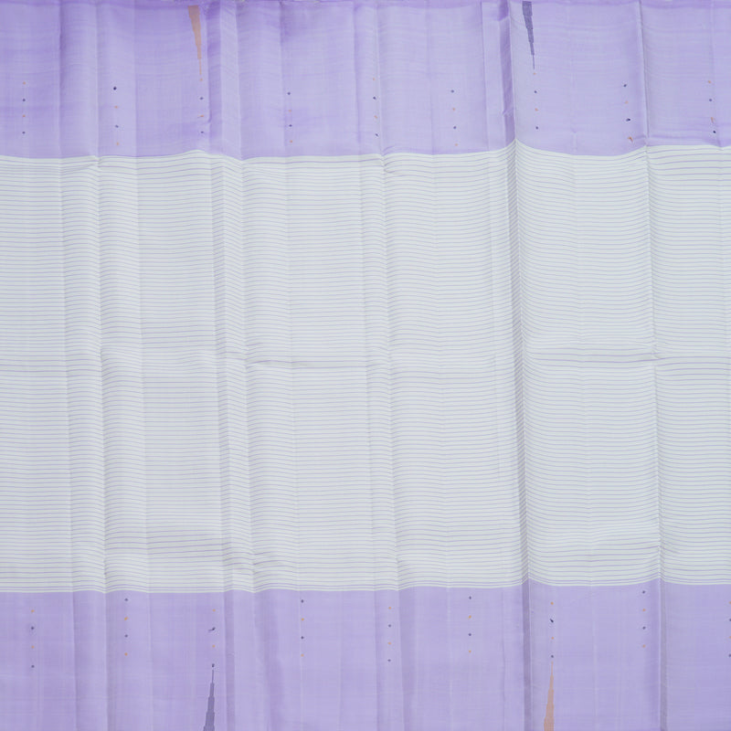 Hayagrivas Handloom White Kanjivaram Silk Saree with Lilac Border KBF607G5-2