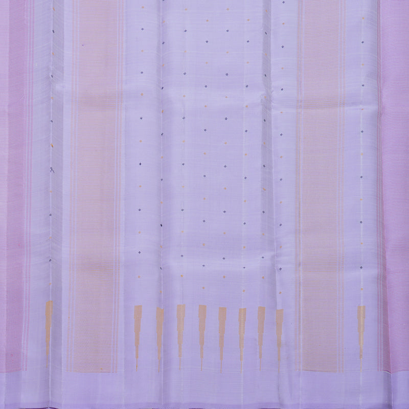 Hayagrivas Handloom White Kanjivaram Silk Saree with Lilac Border KBF607G5-2