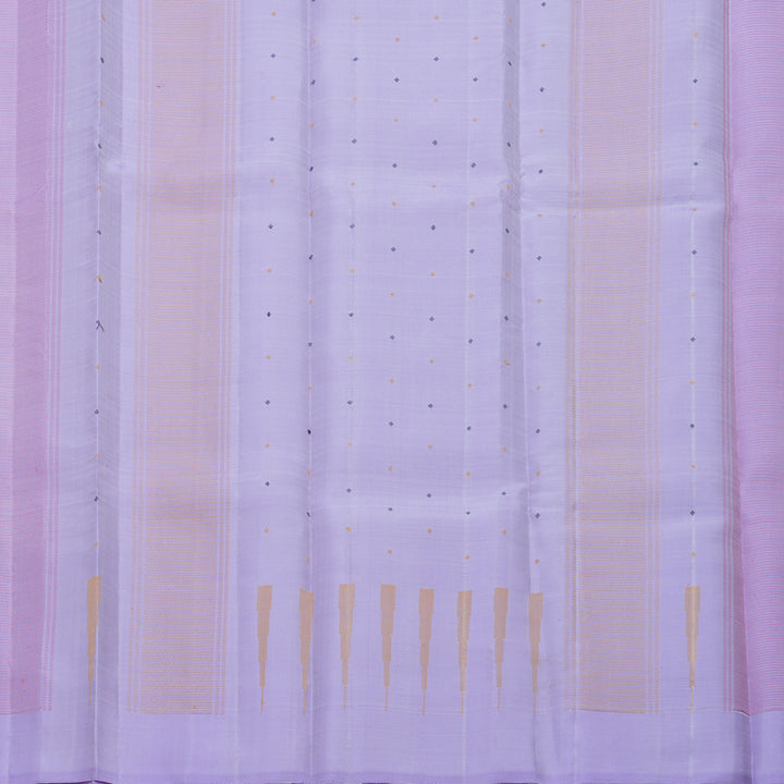 Hayagrivas Handloom White Kanjivaram Silk Saree with Lilac Border KBF607G5-2