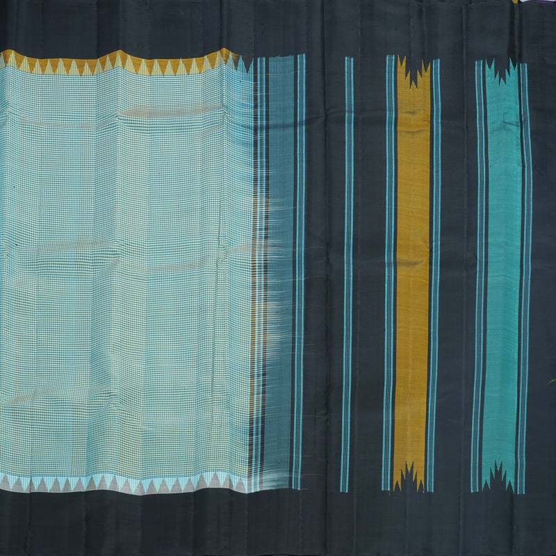 Hayagrivas Handloom Powder Blue Kanjivaram Silk Saree with Black Border KBF607G6-1
