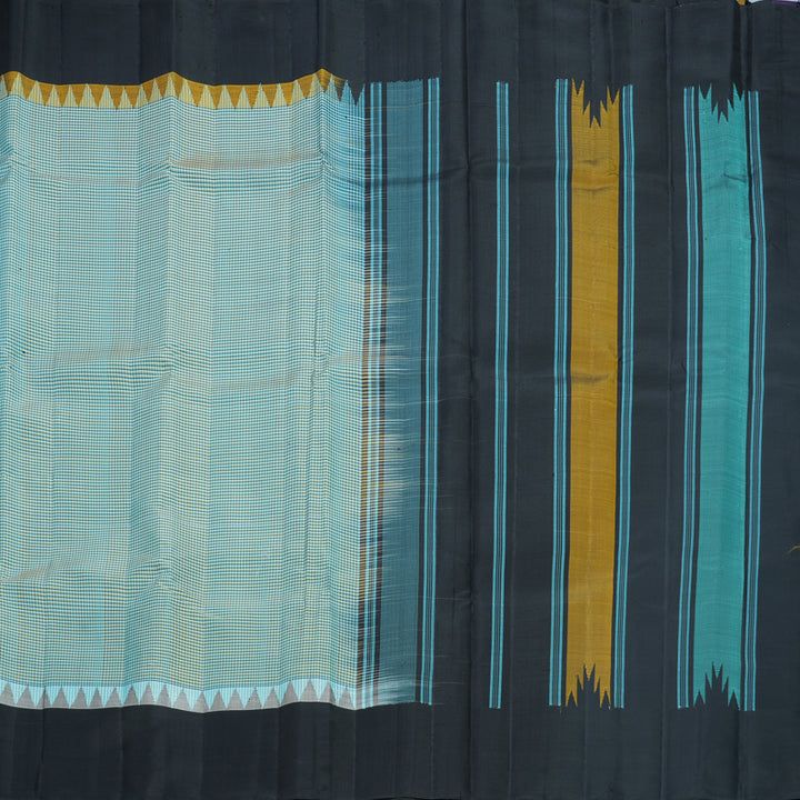 Hayagrivas Handloom Powder Blue Kanjivaram Silk Saree with Black Border KBF607G6-1