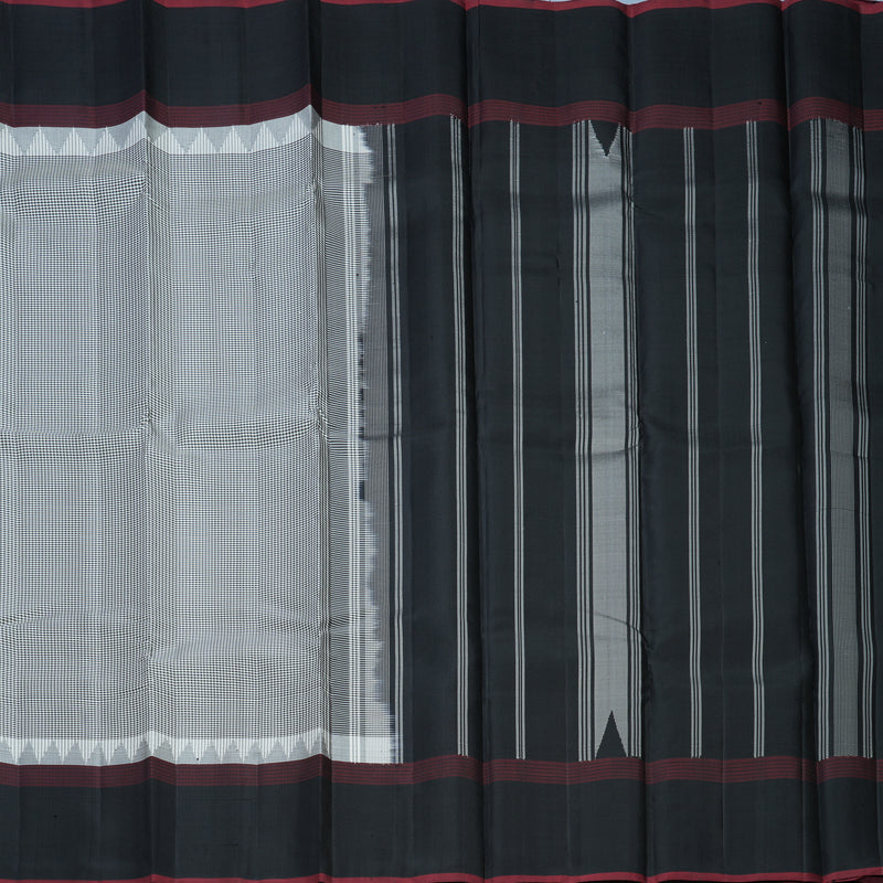 Hayagrivas Handloom Black &amp; White (Zasa Zasa Kattam) Kanjivaram Silk Saree KBF607G6-2