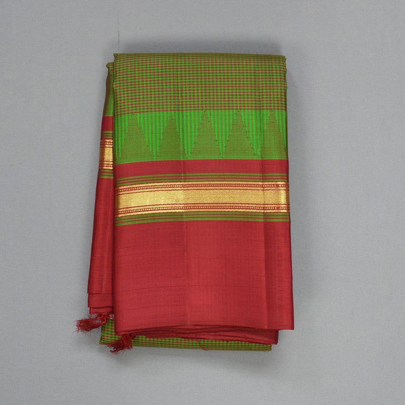 Hayagrivas Handloom Green & Maroon (Zasa Zasa Kattam) Kanjivaram Silk Saree with Maroon Border KBF607G7-1