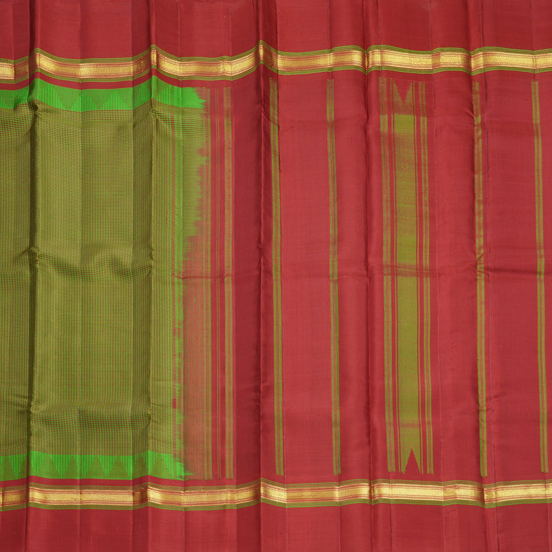 Hayagrivas Handloom Green & Maroon (Zasa Zasa Kattam) Kanjivaram Silk Saree with Maroon Border KBF607G7-1